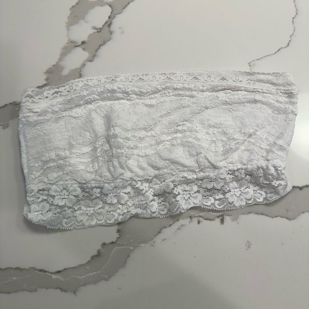 Free People Intimately White Lace Bandeau Bra Bralette size L